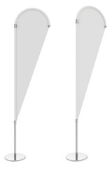 White flag banner stand. 3d rendering illustration