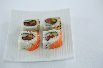 Sushi served on plate