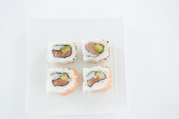 Sushi served on plate