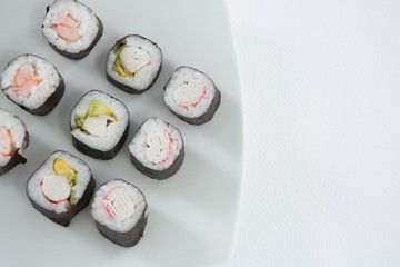 Sushi served on plate
