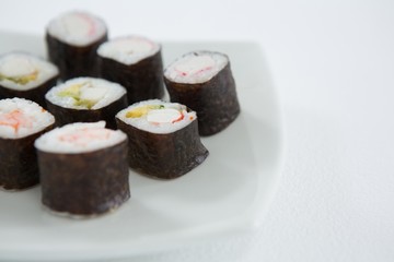 Sushi served on plate