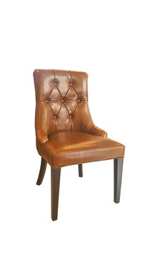 Old styled brown vintage armchair isolated on white background