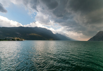 Obraz premium Dramatic view of famous Garda Lake (Lago di Garda), Italy.
