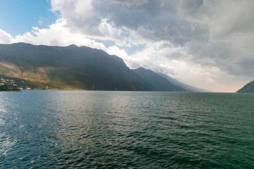 Fototapeta premium Dramatic view of famous Garda Lake (Lago di Garda), Italy.