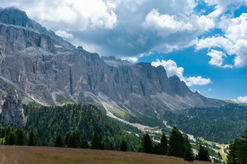 Obraz premium The Sella Group, a plateau shaped massif in the Dolomites, Italy