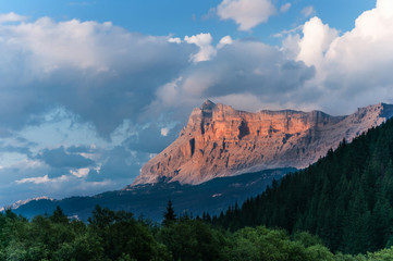 Obraz premium Late evening light over the Dolomite Alps, Italy.