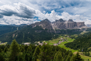 Obraz premium The Sella Group, a plateau shaped massif in the Dolomites, Italy
