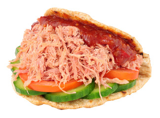 Shredded Ham Salad Sandwich In A Folded Flatbread
