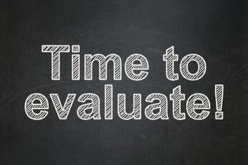 Fototapeta premium Timeline concept: Time to Evaluate! on chalkboard background