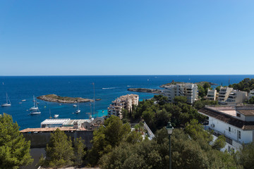 Fototapeta na wymiar Island Mallorca, view to a mediterranean sea, beautiful seascape, Illetas,Spain, summer holiday.