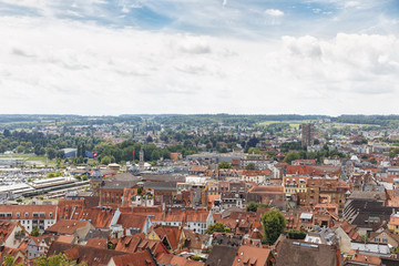 Naklejka na ściany i meble Panoramic view of Konstanz city from munster.Baden-wuerttemberg region.Germany.