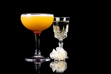 cocktail with champage on black