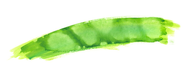 Smear of bright green watercolor paint on clean white background