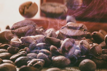 Coffee beans splashes