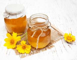 Honey with flowers