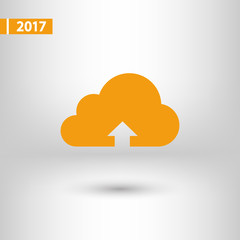 This image represents a cloud upload illustration icon, vector illustration. Flat design style