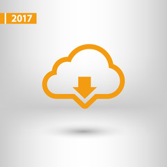Vector cloud computing download icon, vector illustration. Flat design style