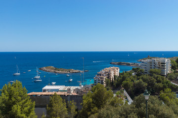 Fototapeta na wymiar Beautiful seascape of Illetes on Mallorca Island, the Balearic Islands, Spain
