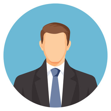 Faceless Businessman Avatar. Man In Suit With Blue Tie.