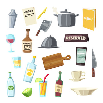 Set of kitchen equipment. Cartoon vector illustration