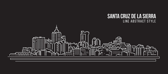 Fototapeta premium Cityscape Building Line art Vector Illustration design - Santa cruz de la sierra city