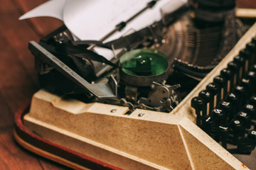 typewriter, keys, blank paper