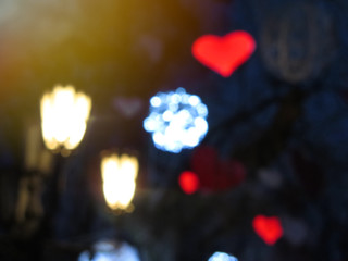Red heart. holiday symbol of love Valentine's Day. Background blur bokeh illumination