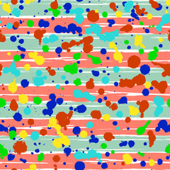 Vector seamless pattern, tile with inc splash, blots, smudge and brush strokes. Grunge endless template for web background, prints, wallpaper, surface, wrapping, repeat elements for design.