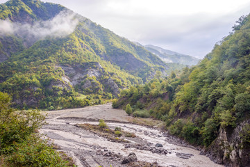 Fototapeta na wymiar River valley in Lahich, Azerbaijan