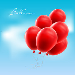 vector holiday illustration of flying realistic glossy balloons