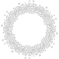Round vignette, round frame of hearts. Valentine's day.