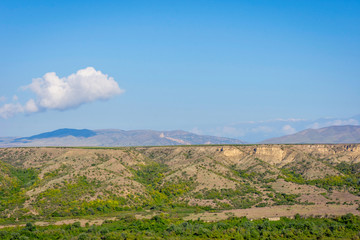 River, meadow and snowy mountains, Azerbaijan