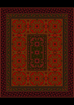  Luxurious vintage oriental carpet with ornament of red and brown shades

