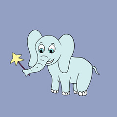 Vector baby elephant. Cartoon illustration