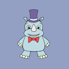 Vector baby rhino. Cartoon illustration
