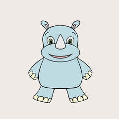 Vector baby rhino . Cartoon illustration