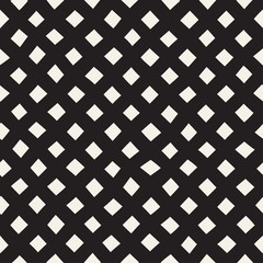 Hand Drawn Line Lattice. Vector Seamless Black and White Pattern.