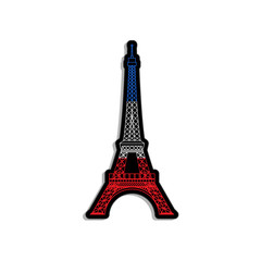 Fototapeta na wymiar Eiffel Tower Flag Label