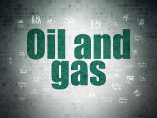 Industry concept: Oil and Gas on Digital Data Paper background