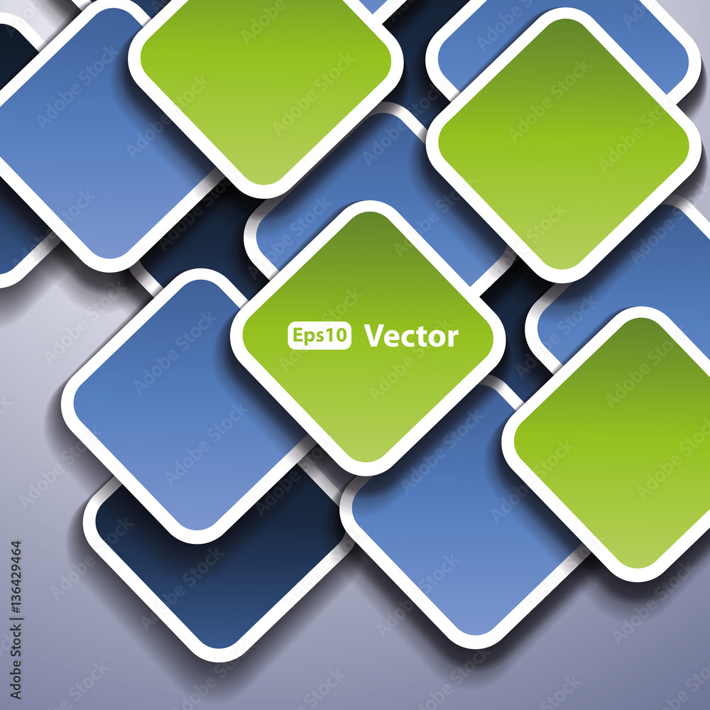 Poster squares with drop shadows - abstract background