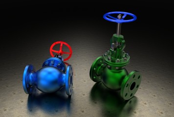 Obraz na płótnie Canvas 3d illustration of gas valves