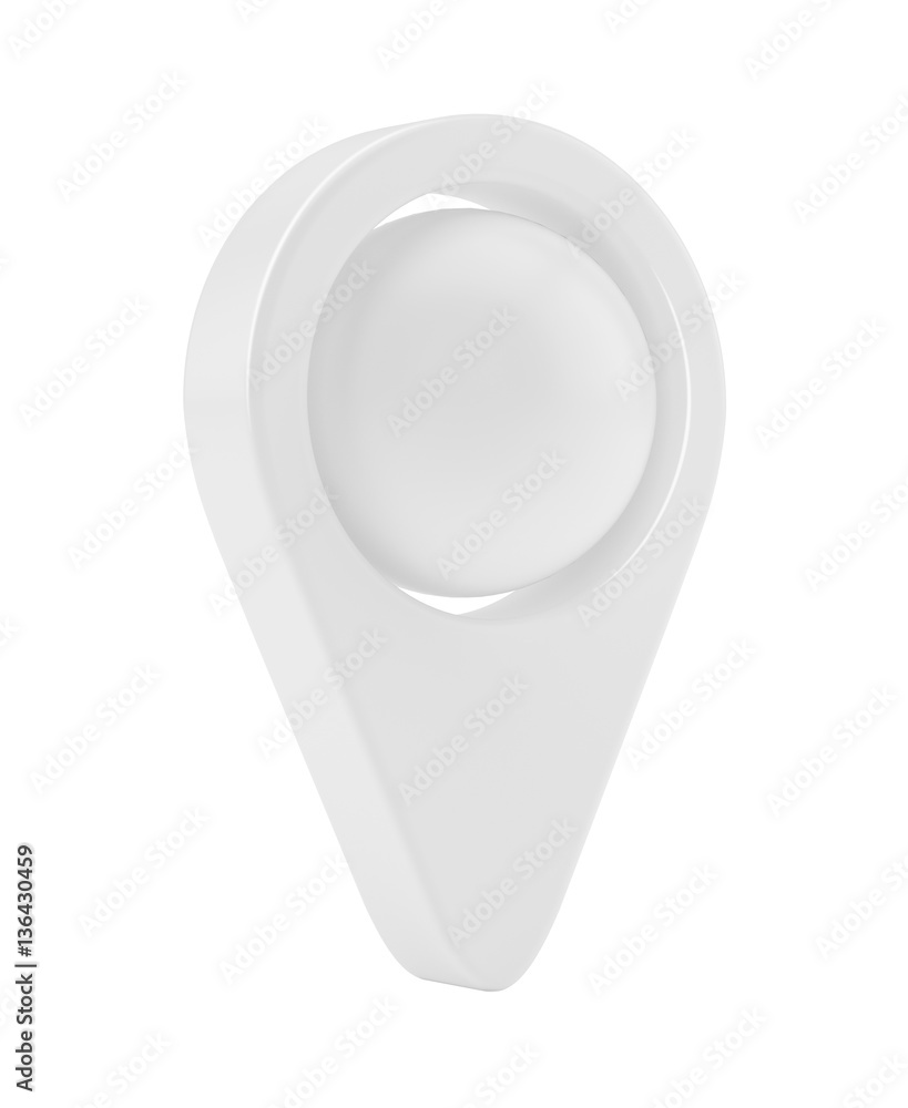 Fototapete pin map pointer on isolated white background. 3d rendering