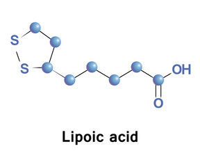 Lipoic acid is an organosulfur compound derived from octanoic acid. ALA is made is essential for aerobic metabolism. It is manufactured and is available as a dietary supplement and as an antioxidant