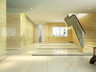 rendering empty lobby interior. 
