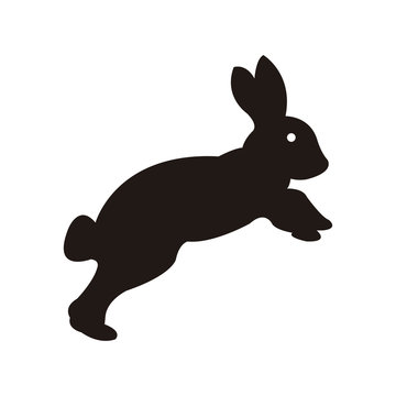 Rabbit silohuette isolated in black color.