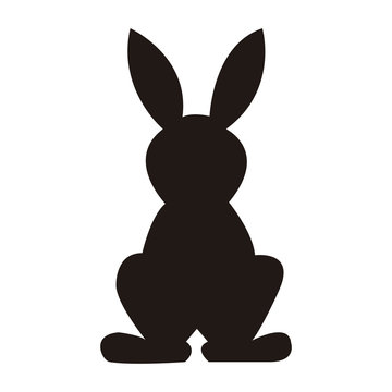 Rabbit silohuette isolated in black color.