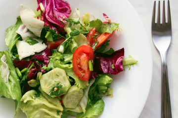 plate of fresh salad. Bon appetit