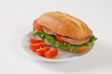 fresh sandwich with salami