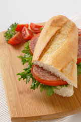 fresh sandwich with salami