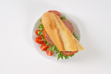 fresh sandwich with salami